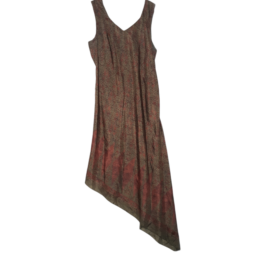 Peruvian Connection Silk Dress 16 Asymmetrical Hem